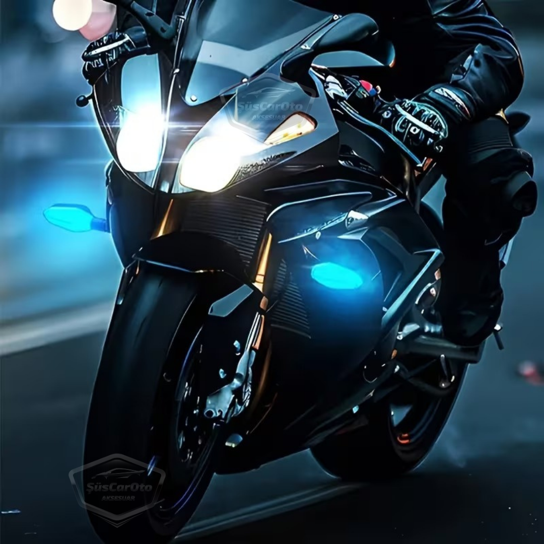 Üniversal RGB Animasyonlu Motosiklet LED Park Sinyal Lambası Projeksiyonlu Lazer Led Stop 12V Sağ Sol Takım Yüksek Parlaklık İkaz Işığı image 9