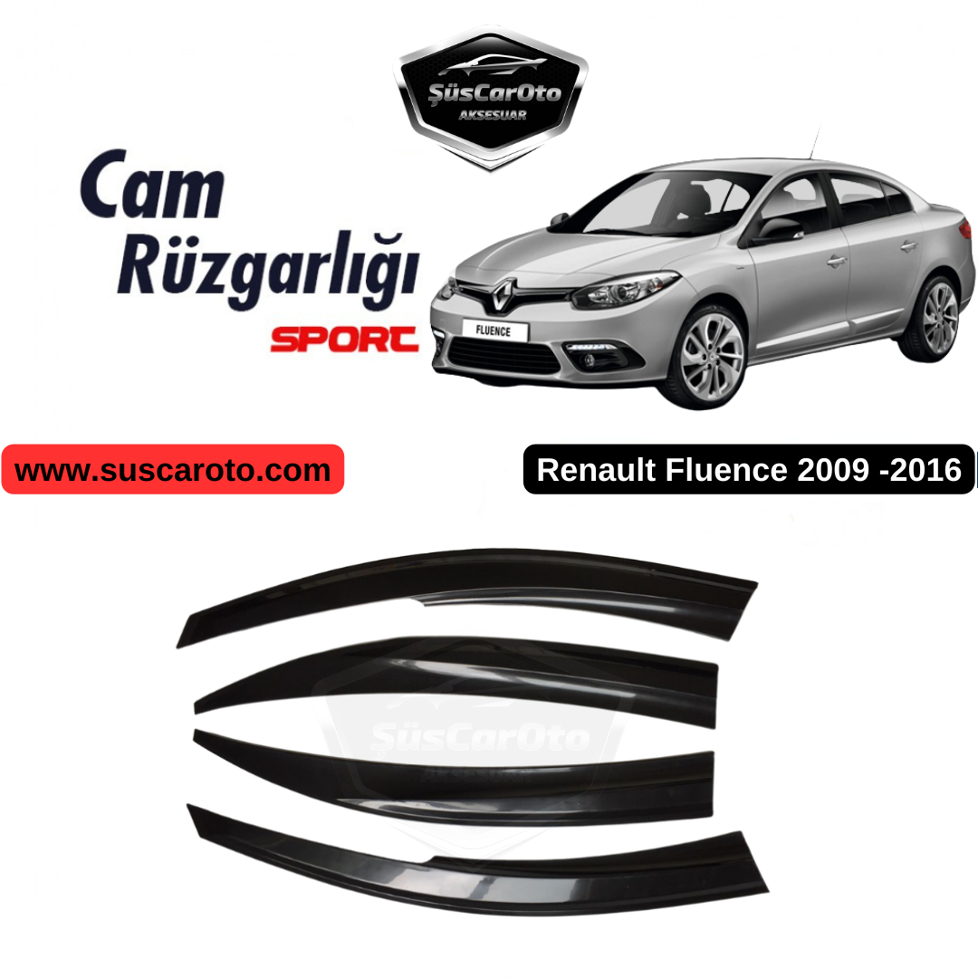 Renault Fluence 2009-2016 Uyumlu Mugen Cam Rüzgarlığı Seti Piano Black 4'lü İthal image 9