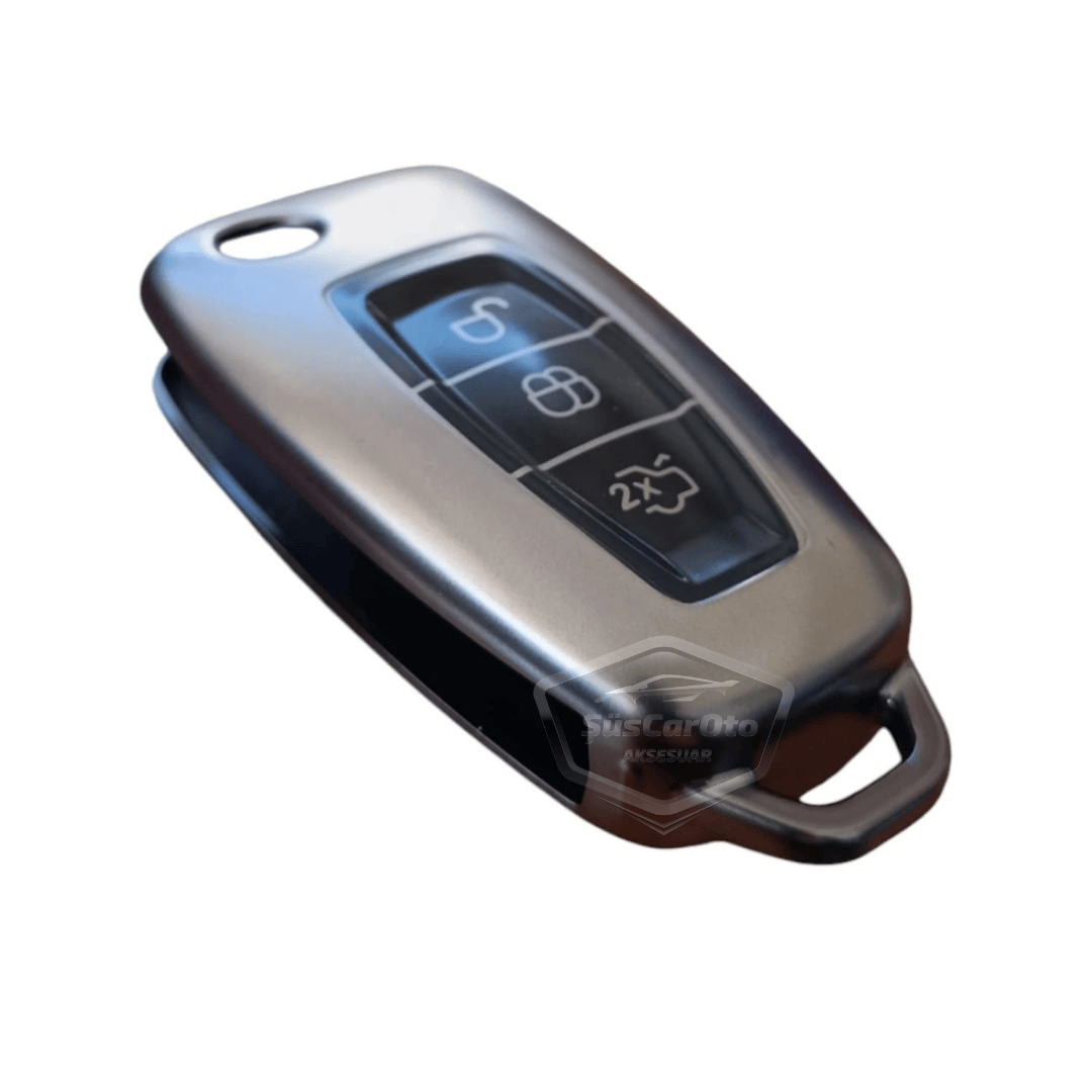 Ford Focus Fiesta Kuga Mondeo Transit Tourneo Ranger Galaxy Cmax Smax Sustalı Anahtar Uyumlu Silikon Anahtar Kılıfı Oto Anahtar Kabı Darbe Emici Anahtarlık Koyu Titan Gri image 3