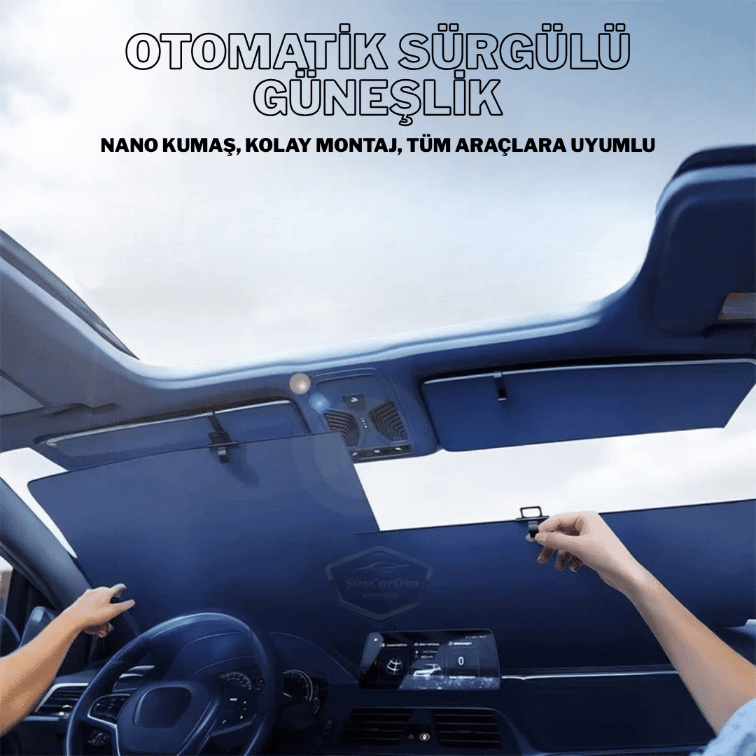 Universal Oto Katlanır Stor Perde Güneşlik Ön Arka Cam Gölgelik Otomatik Sürgülü Yeni Nesil Güneş Koruyucu Oto Araba Suv Tır 73 cm x 105 cm 2 Adet image 2