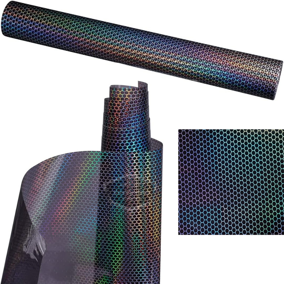 Koyu Siyah Hologram Petek Desen Far Stop Filmi Far Folyosu Far Çizik Çizilme Engelleyici Folyo 100 x 30 cm image 5