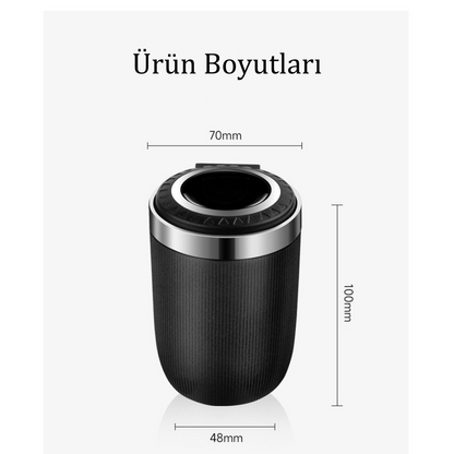Üniversal Mavi Led Işıklı Yanmaz Koku Geçirmez Lüx Oto Küllük Dumansız Kapaklı Spor Araç İçi Küllük Araba Küllüğü Siyah image 3