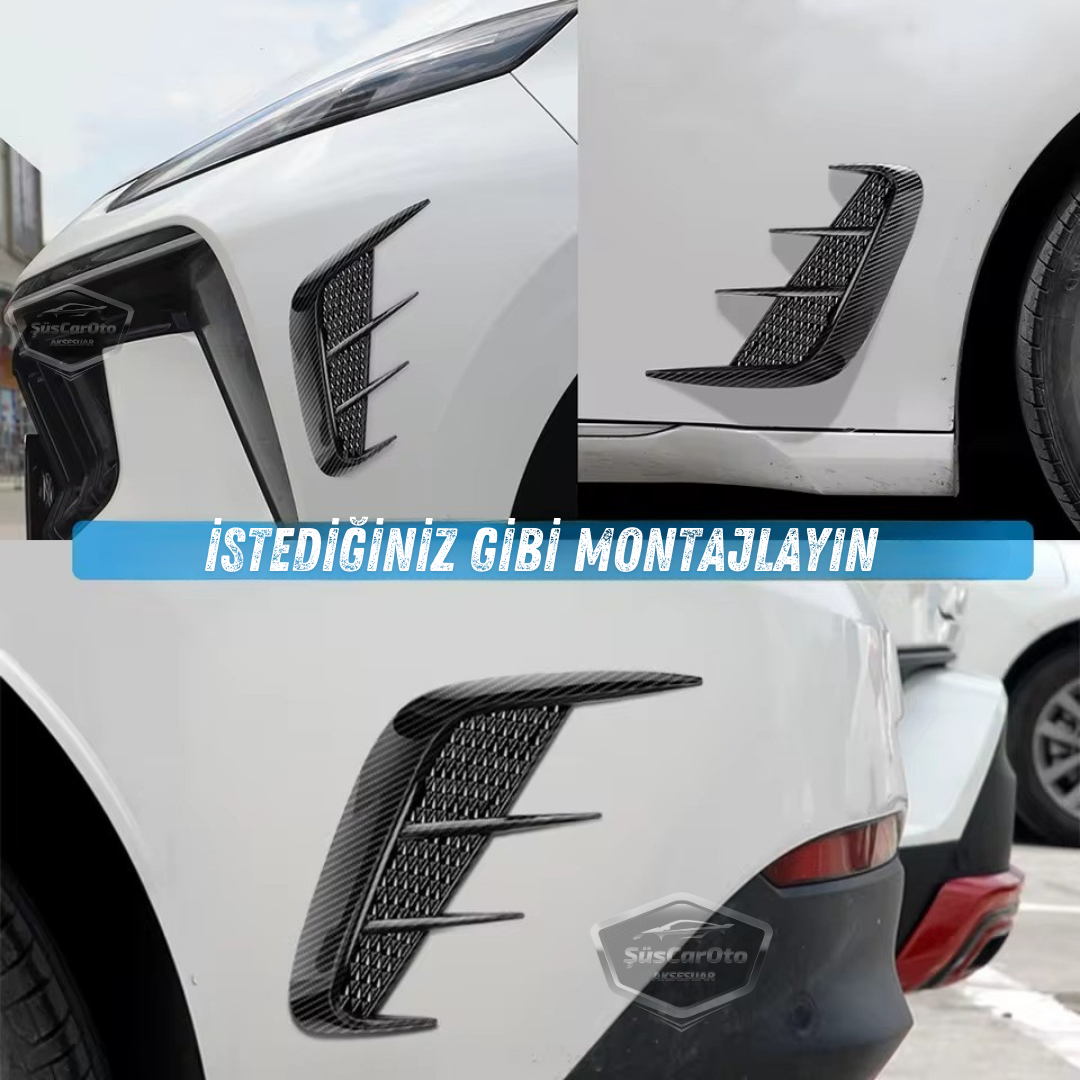 Üniversal Her Araca Uyumlu Piano Black Esnek Tampon Kaput Çamurluk Venti Izgarası Spor Görünümlü 1.Sınıf İthal Sağ Sol 2 Adet image 1