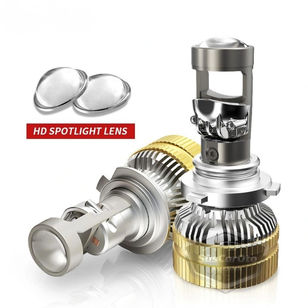 H4 Lazer Mercekli Far Ampulü Ufuk Çizgili Otomobil Araç Motosiklet Uyumlu Profesyonel Mini Projektör LED Beyaz Led Xenon Lamba 8200LM Şimşek Etkili Uzun Kısa 2 Adet 12/36v 55W image 2