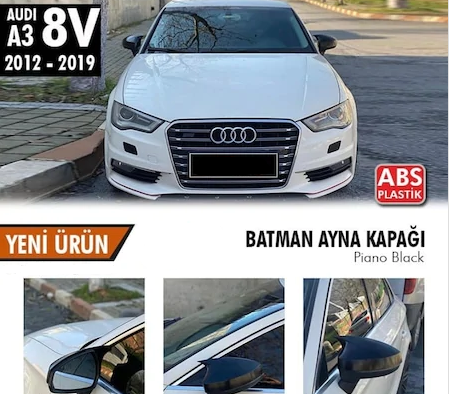 Audi A3 8V 2012-2019 Batman Yarasa Ayna Kapağı Piano Black ABS Plastik image 7