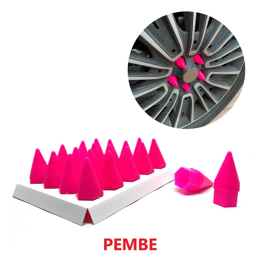 Sivri Mermi Bijon Kapağı Sökme Aparatlı 20 li Set 17 mm-19 mm PEMBE image 0