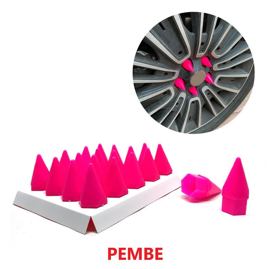 Sivri Mermi Bijon Kapağı Sökme Aparatlı 20 li Set 17 mm-19 mm PEMBE image 0