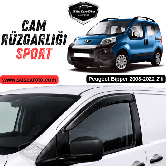 Peugeot Bipper 2008-2022 Uyumlu Mugen Cam Rüzgarlığı Seti Piano Black 2'li İthal Parlak Siyah image 0