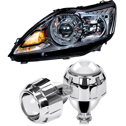 Universal 2.5'' Bi-xenon Far Merceği Uzun Kısa Projektör Lens Bixenon Şeffaf Lens Profesyonel Seri 2 Adet Gümüş image 0