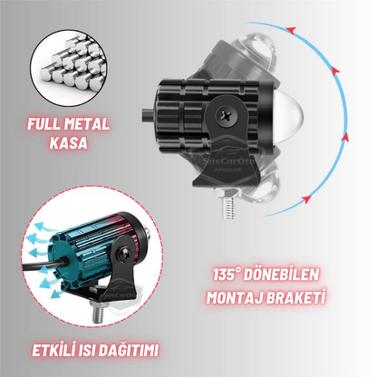 Motosiklet Mini Sis Farı Çift Renk Sarı-Beyaz Aç Kapa Düğmeli Scooter Araç Off Road Led Lamba 8V-80V Projektör Metal Kasa Arazi Çalışma Lambası 2 Adet Set image 5