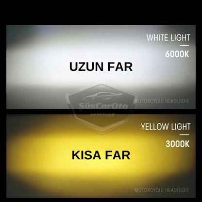 Citroen Berlingo Mk2 2009-2018 Uyumlu Mercekli Far Ampulü Led Xenon Çift Renk Sarı-Beyaz Far Şimşek Etkili CSP Led Lamba Uzun Kısa 2 Adet Takım image 6