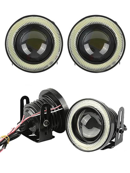 Üniversal Mercekli Angel Sis Farı Metal Su Geçirmez 89 mm Buz Mavi Halkalı Angel Eyes Kumandalı Çakarlı image 6