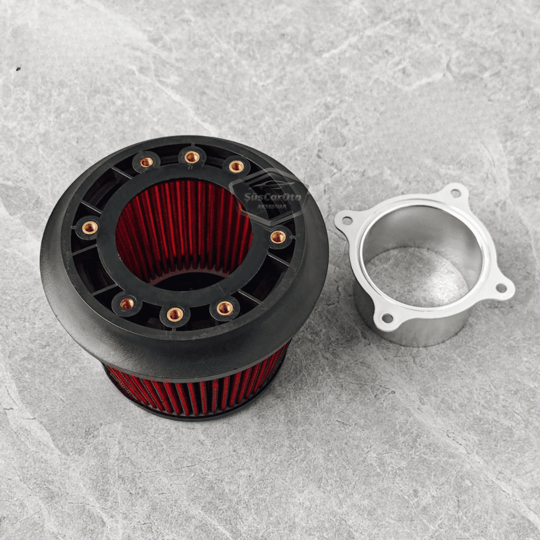 Apexi Universal Performans ve Ses Arttırıcı Aparatlı Açık Hava Filtresi Seti +6 Hp Dual Funnel Kırmızı 76 mm image 6
