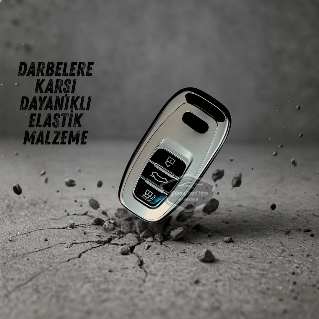 Audi A1 A3 A4 A5 A6 A7 A8 Q3 Q5 Q7 S4 S5 S6 S7 S8 R8 TT Quattro Uyumlu Silikon Anahtar Kılıfı Oto Anahtar Kabı Darbe Emici Anahtarlık Koyu Titan Gri image 1