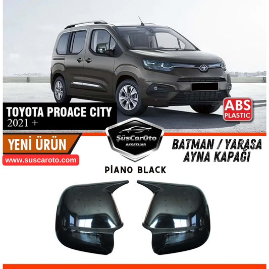 Toyota Proace City 2021 Sonrası Uyumlu Batman Yarasa Ayna Kapağı Piano Black ABS Plastik Sağ Sol Takım image 0