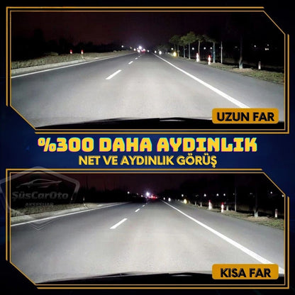 H4 Lazer Mercekli Far Ampulü Ufuk Çizgili Otomobil Araç Motosiklet Uyumlu Profesyonel Mini Projektör LED Beyaz Led Xenon Lamba 8200LM Şimşek Etkili Uzun Kısa 2 Adet 12/36v 55W image 3