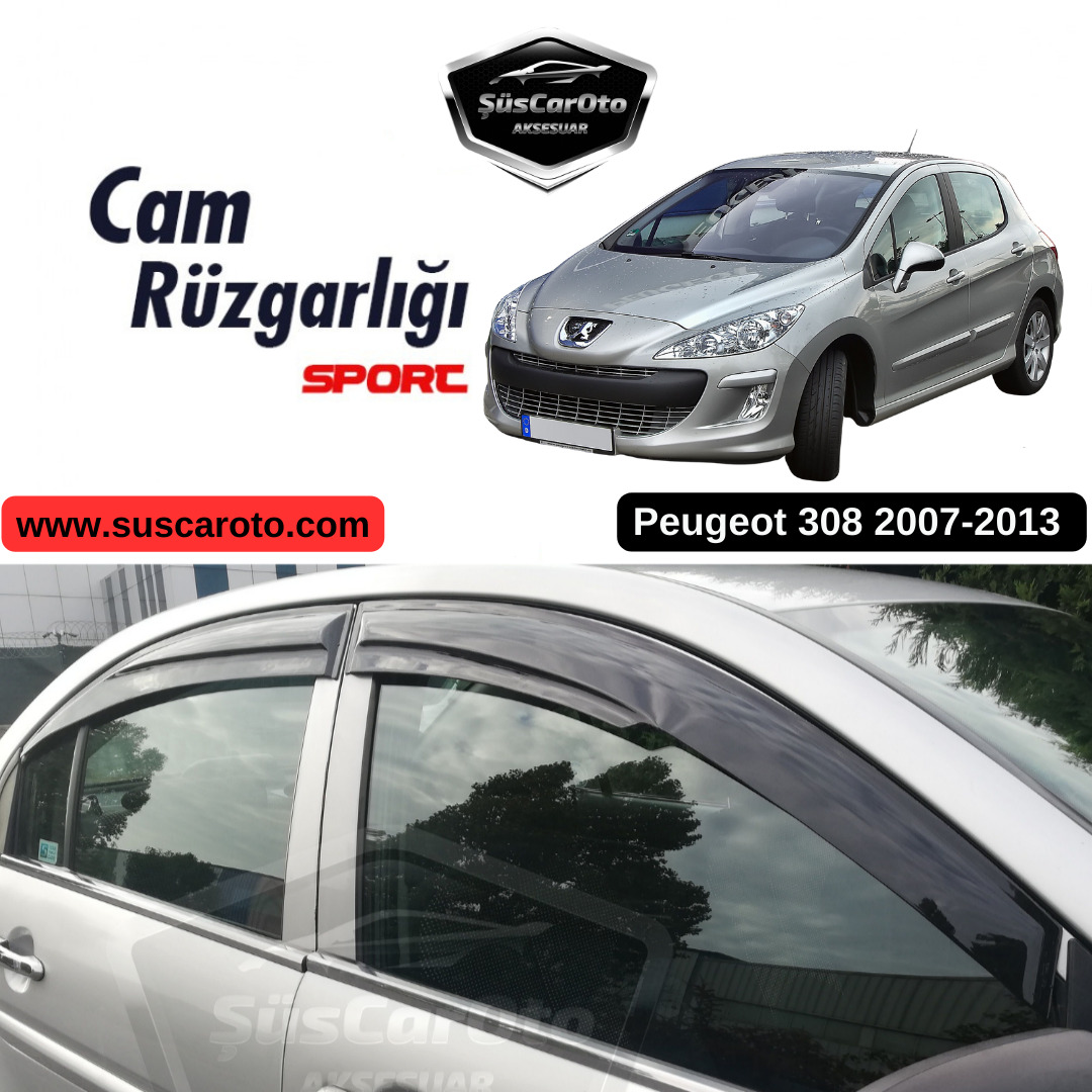Peugeot 308 2007-2013 Uyumlu Mugen Cam Rüzgarlığı Seti Piano Black 4'lü İthal image 0