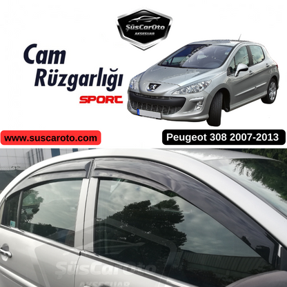 Peugeot 308 2007-2013 Uyumlu Mugen Cam Rüzgarlığı Seti Piano Black 4'lü İthal image 0