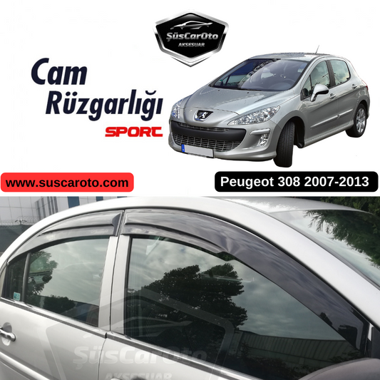 Peugeot 308 2007-2013 Uyumlu Mugen Cam Rüzgarlığı Seti Piano Black 4'lü İthal image 0