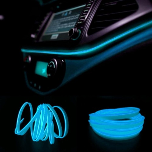 Araç Araba İçi Torpido Ledi Renkli İp Neon Led 2 Metre Buz Mavi image 1
