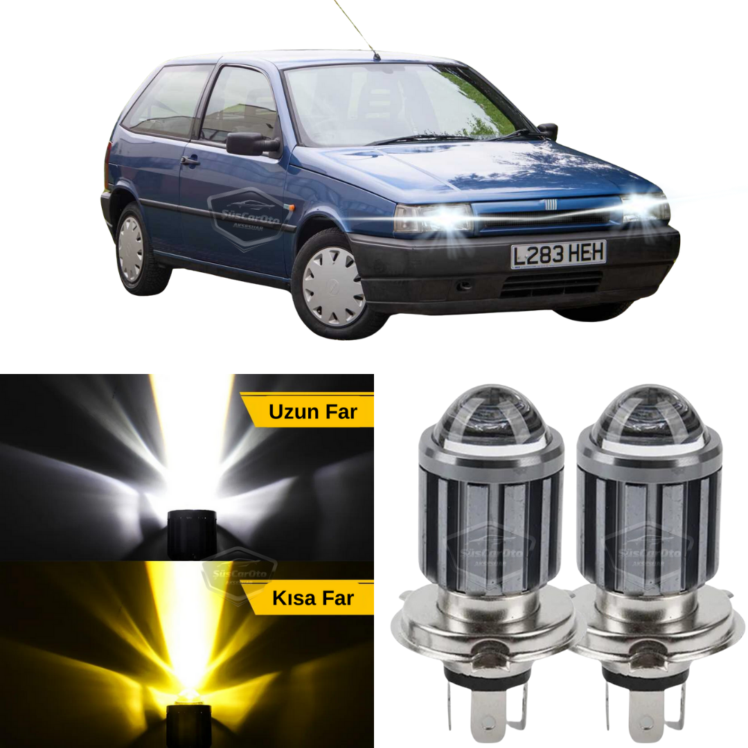 Fiat Tipo 1993-2000 Uyumlu Mercekli Far Ampulü Led Xenon Çift Renk Sarı-Beyaz Far Şimşek Etkili CSP Led Lamba Uzun Kısa 2 Adet Takım image 0