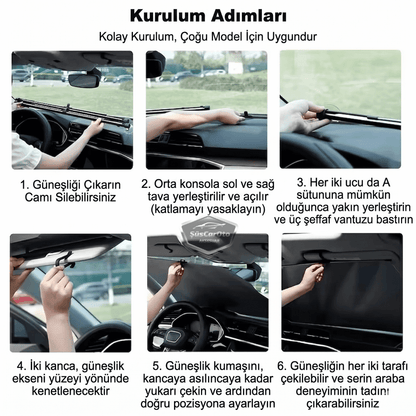 Universal Oto Katlanır Stor Perde Güneşlik Ön Arka Cam Gölgelik Otomatik Sürgülü Yeni Nesil Güneş Koruyucu Oto Araba Suv Tır 73 cm x 105 cm 2 Adet image 9
