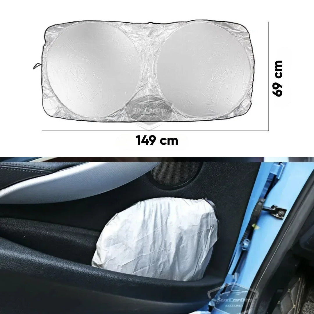 Oto Katlanabilir Premium Ön Güneşlik Ön Arka Cam Gölgelik Metalize Yeni Nesil Güneş Koruyucu Oto Araba Suv Tır 69 cm x 149 cm image 2