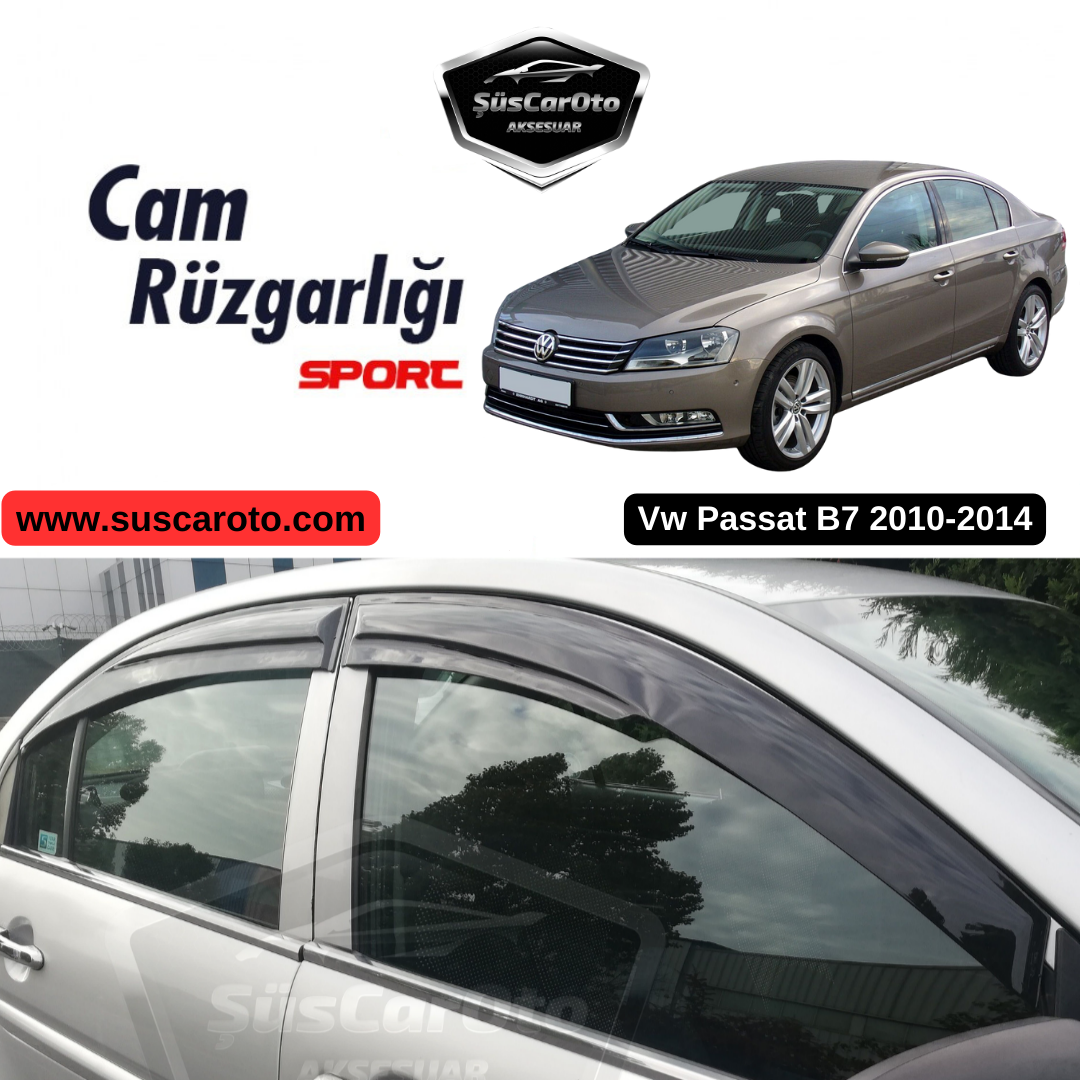 Vw Passat B7 2010-2014 Uyumlu Mugen Cam Rüzgarlığı Seti Piano Black 4'lü İthal image 0
