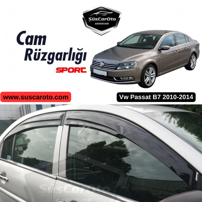 Vw Passat B7 2010-2014 Uyumlu Mugen Cam Rüzgarlığı Seti Piano Black 4'lü İthal image 0