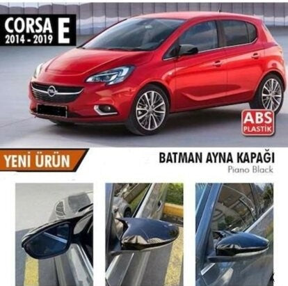 Opel Corsa E 2014-2019 Batman Yarasa Ayna Kapağı Piano Black ABS Plastik image 0