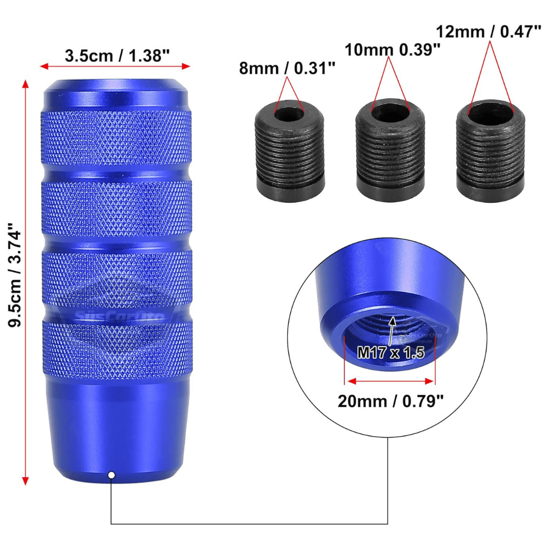Üniversal 9.5 cm JDM Metal Spor Görünümlü Vites Topuzu Aparatlı Alüminyum Alaşım Otomatik-Manuel Yarış Vites Kolu Mavi image 2