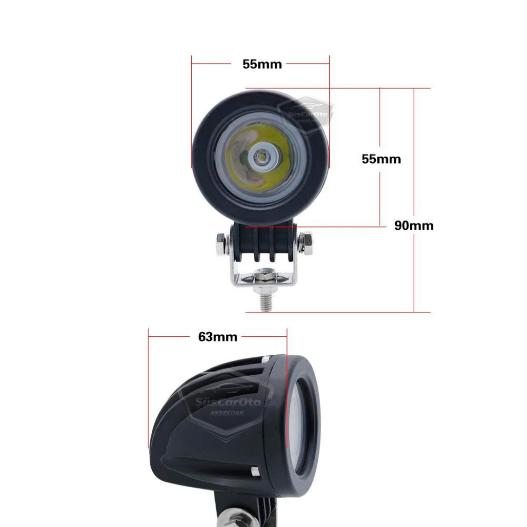 Yuvarlak Tek Led Bar Beyaz Sis Farı Araç Motosiklet Off Road Atv Forklift Led Lamba Projektör Metal Arazi Çalışma Lambası 2 Adet 10w image 5