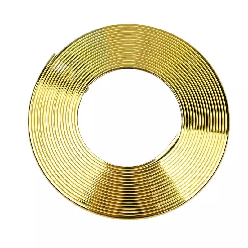 Araç Araba Oto Jant Fitili Metal Görünümlü Lastik Jant Trim Bandı Jant Şeriti 8 Metre Gold image 1