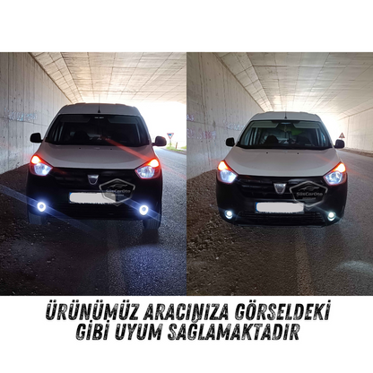 Dacia Lodgy 2012-2022 Uyumlu Üniversal Mercekli Angel Sis Farı Metal Su Geçirmez 76 mm Mavi Halkalı Gündüz Farı Angel Eyes 2 Adet image 4
