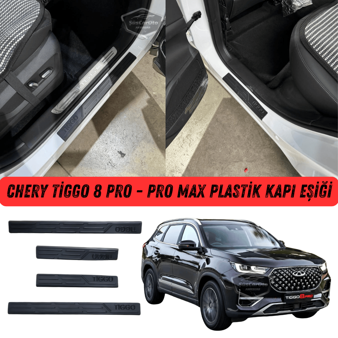 Chery Tiggo 8 Pro-Pro Max Plastik Kapı Eşiği Seti Kapı Eşiği Koruma Plastiği Koruyucu Siyah 4 Kapı image 0