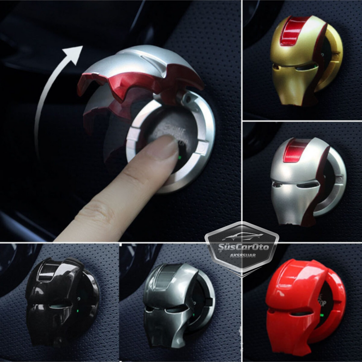 Start Stop Tuşu Kapağı Iron Man Metal Tuş Koruyucu Dekoratif Özel Çinko Alaşım Krom image 2