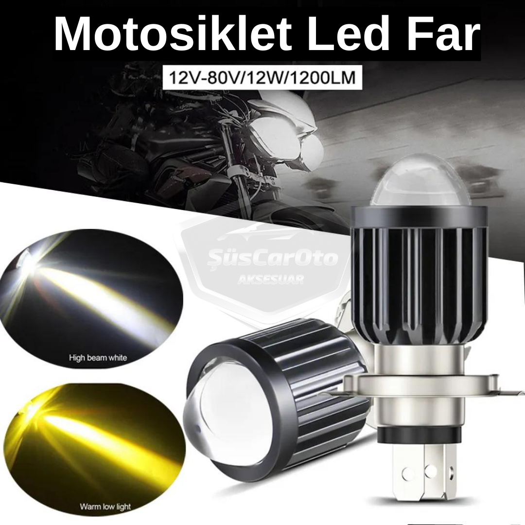 Otomobil Araç Motosiklet Mercekli Far Ampulü Led Far Çift Renk Sarı-Beyaz CSP Led Lamba Delici Yayıcı Uzun Kısa 1 Adet H4 image 3