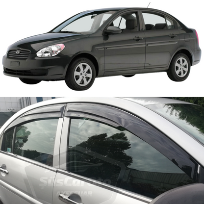 Hyundai Accent Era 2006-2012 Uyumlu Mugen Cam Rüzgarlığı Seti Piano Black 4'lü İthal image 0