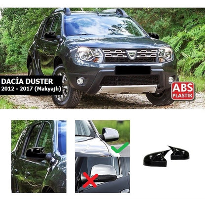 Dacia Duster 2012-2017 Makyajlı Kasa Batman Yarasa Ayna Kapağı Piano Black ABS Plastik image 0