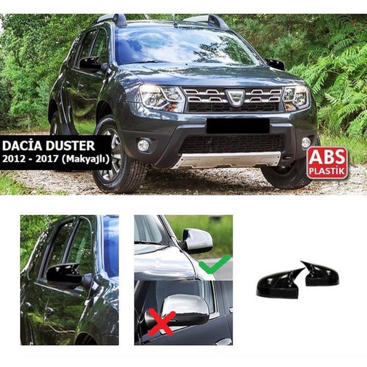 Dacia Duster 2012-2017 Makyajlı Kasa Batman Yarasa Ayna Kapağı Piano Black ABS Plastik image 0