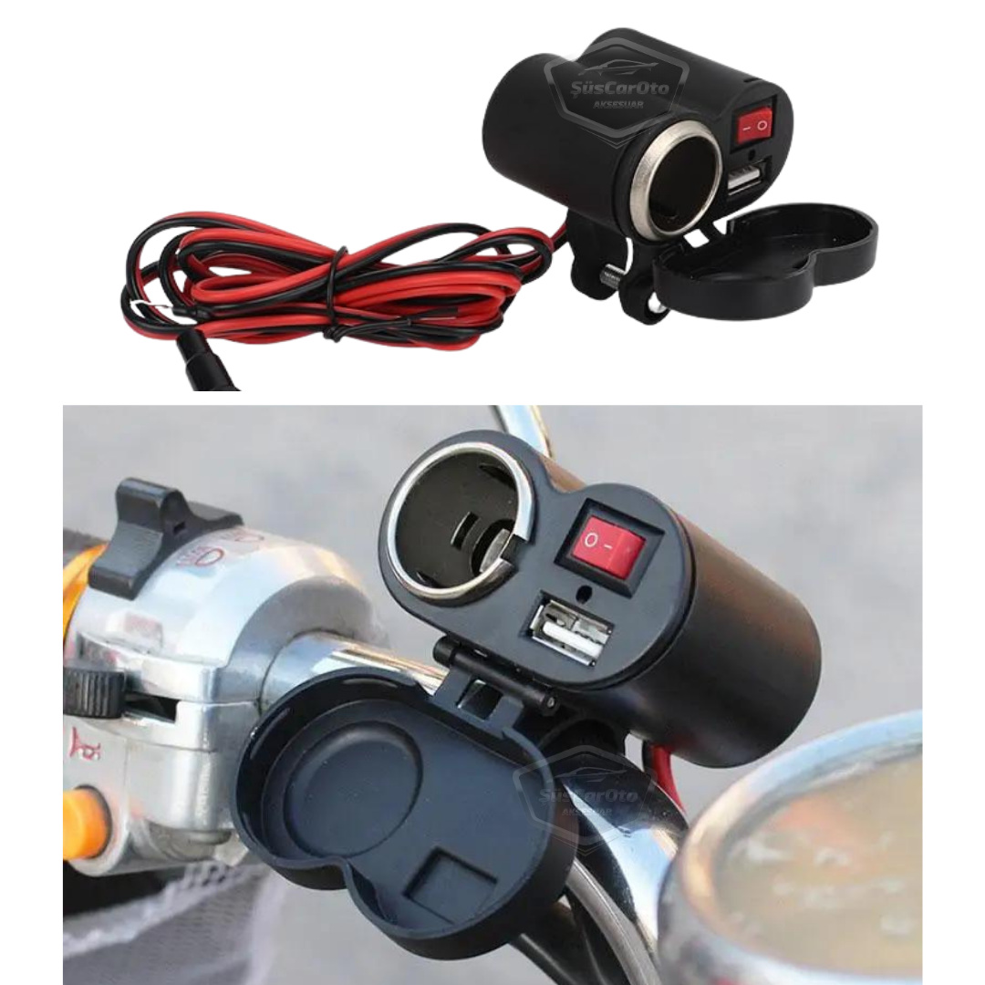 Motosiklet Atv Elektrikli Bisiklet Jetski 12-45V Çakmaklık/USB Şarj Soketi Su Geçirmez Gidon Montaj Çok Fonksiyonlu USB Şarj Cihazı image 0