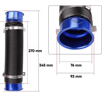 Universal Akordiyon Açık Hava Filtre Borusu Performans ve Ses Arttırıcı Uzayan Esnek Hortum 75 mm Hava Filtre Uzatma Sprali Mavi image 2