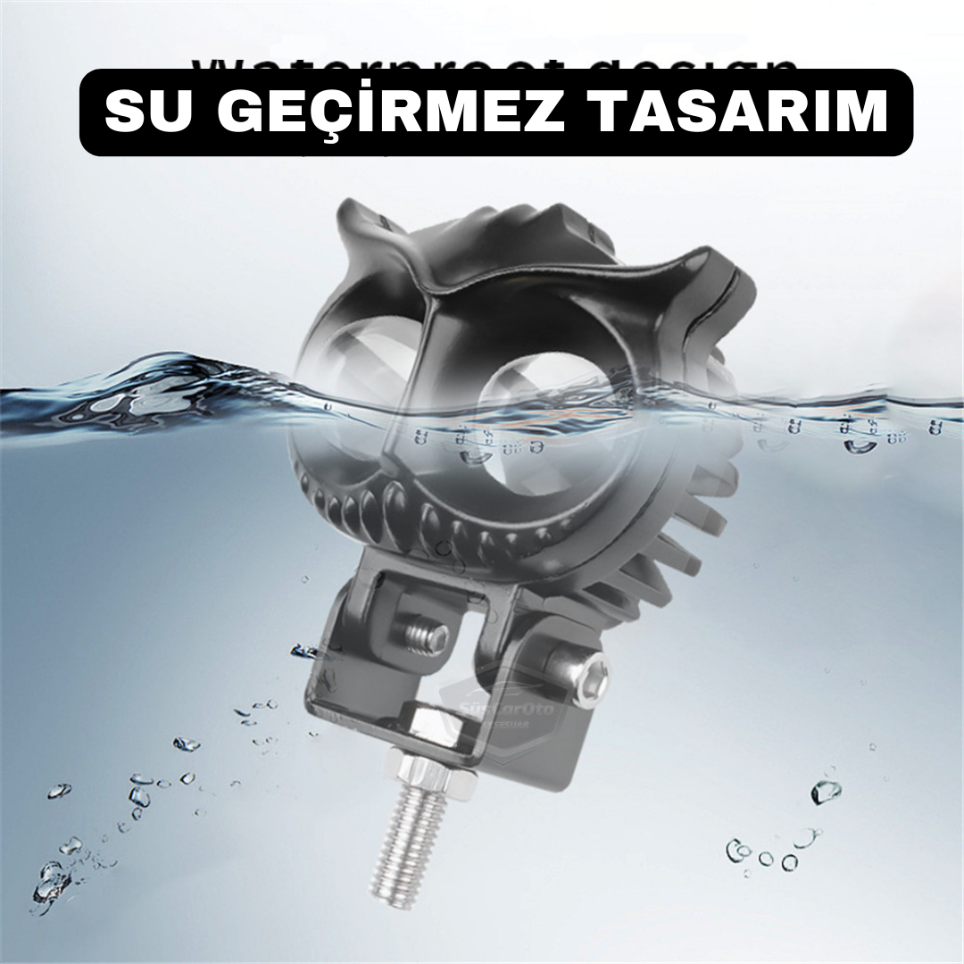 Baykuş Sis Farı Çift Renk Sarı-Beyaz Araç Motosiklet Off Road Led Lamba Delici Yayıcı Projektör 50W Metal Arazi Çalışma Lambası 1 Adet image 6