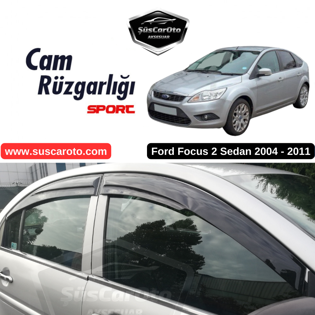 Ford Focus 2 - 2.5 Sedan 2004-2011 Uyumlu Mugen Cam Rüzgarlığı Seti Piano Black 4'lü İthal image 0