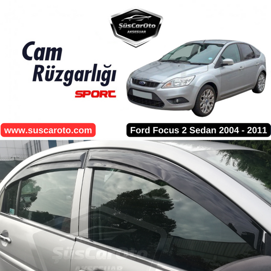 Ford Focus 2 - 2.5 Sedan 2004-2011 Uyumlu Mugen Cam Rüzgarlığı Seti Piano Black 4'lü İthal image 0