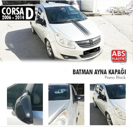 Opel Corsa D 2006-2014 Batman Yarasa Ayna Kapağı Piano Black ABS Plastik image 0