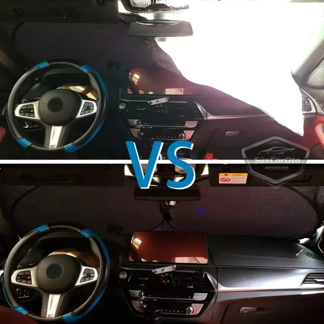 Oto Katlanabilir Premium Ön Güneşlik Ön Arka Cam Gölgelik Metalize Yeni Nesil Güneş Koruyucu Oto Araba Suv Tır 69 cm x 149 cm image 5