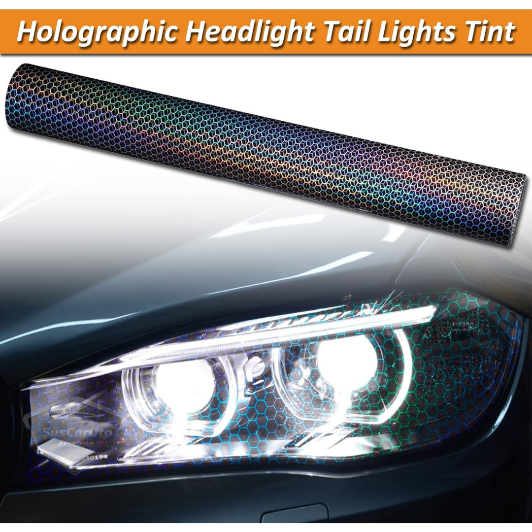 Koyu Siyah Hologram Petek Desen Far Stop Filmi Far Folyosu Far Çizik Çizilme Engelleyici Folyo 100 x 30 cm image 6