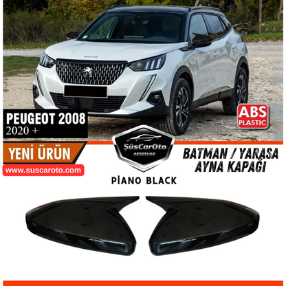 Peugeot 2008 2019 Sonrası Uyumlu Batman Yarasa Ayna Kapağı Piano Black ABS Plastik Sağ Sol Takım image 0