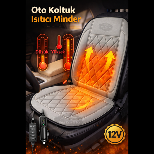 Araç İçi Koltuk Isıtıcısı Oto Isıtmalı Koltuk Minderi Çakmaklık Girişli Isı Ayarlı Tak Çalıştır Gri 12V 1 Adet image 0